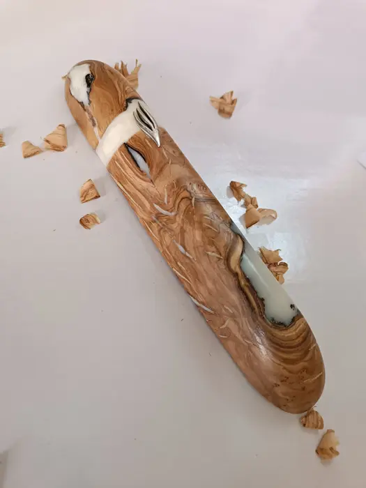 50 בית מזוזה 15 עץ זית אפוקסי לבן